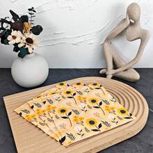 IOOJA 20/50Pcs 2ply Unfolded Size 33*33cm Hand-Painted Sunflower Pattern Printed Party Napkins Disposable Paper Napkins Suitable For Theme Parties Specially Designed For Lively Parties Essential For Company Team Building And Friends Gatherings - Multicolor - View 3