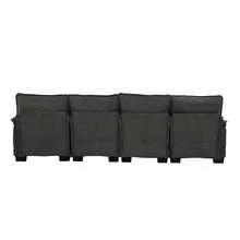 Modern 107.87" U-Shaped Chenille Cloud Sofa With Two Recliners-A Soft And Comfortable 4-Seater Modular Sofa Bed Featuring Double Side Storage Pockets And Cushions Pillows. Filled With High-Density Sponge And Designed For Ergonomic Comfort, Features Sturdy And Durable Wooden Frame. Suitable For Living Rooms, Bedrooms, Offices, And Apartments.(Gray) - 灰 - 查看 10