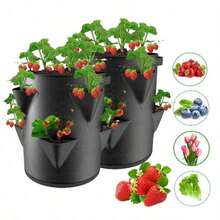 Túi trồng dâu tây mùa xuân, túi trồng rau, túi trồng cây 5/7/10 gallon, chậu trồng cây nhiều ngăn cho ban công vườn. - nhiều màu - Xem 10