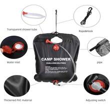 Portable Shower 20L Camping Shower Bag Solar Showers For Camping, Camping, Water Storage Supplies, Outdoor Enthusiast Gifts, Large - 黑色 - 查看 9