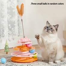 1个猫咪转盘玩具，自娱自乐解闷猫咪逗猫棒转盘球，羽毛玩具，适合幼猫和成猫，互动旋转宠物玩具 - 查看 3