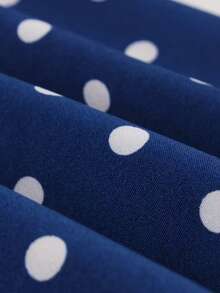 Nuevo cinturón decorativo estampado, vestido casual de cuello redondo sin mangas, ropa elegante para mujer para vacaciones de primavera, verano y otoño - Azul Marino - Ver 3