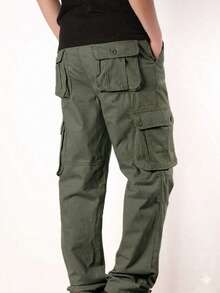 yuehaibao 男士休闲工装裤（无腰带），秋季款 - 橄欖綠 - 查看 4