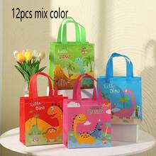 6/12/24 piezas Bolsas de regalo con temática de dinosaurio con asas, bolsas de regalo de tela no tejida con temática de dinosaurio, bolsas de regalo para fiesta de cumpleaños con temática de dinosaurio, adecuadas para suministros de fiesta con temática de cumpleaños, también se pueden usar como bolsas de compras. - Multicolor - Ver 16