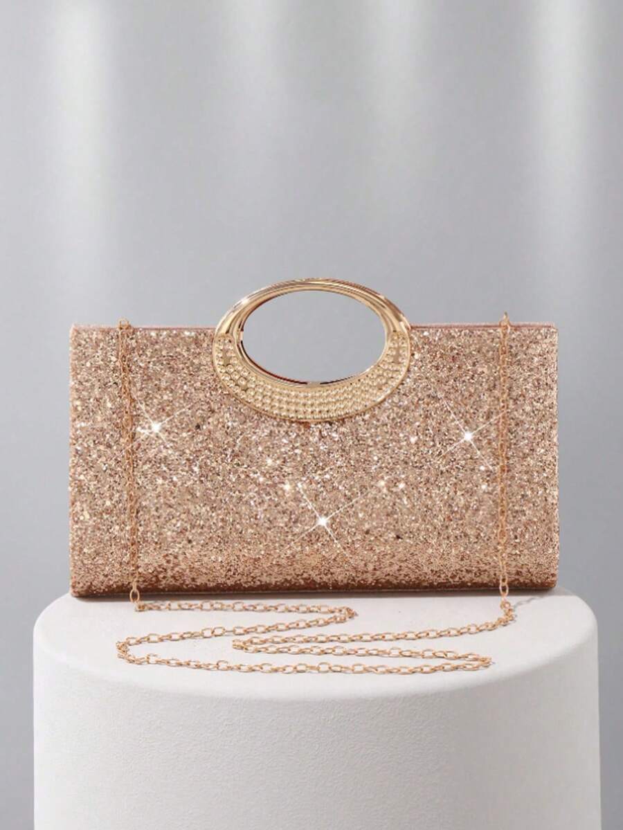 Fashion Sparkling Crystal Rhinestone Clutch Purse, Luxury Shiny Rhinestone Evening Handbag For Prom, Party, Ball, Birthday Celebration, Bridal Clutch, - 彩色 - 查看 1