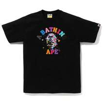 BAPE Us College Sta Tee A Bathing Ape Colorful Lettering Print Oversized Cotton T-Shirt - 黑色 - 查看 3