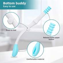 Portable Toilet Aid For Wiping With Storage Bag – 15.7"Foldable Long-Reach Bottom Buddy, Press-To-Fold Hygiene Aid For Elderly, Disabled, Pregnant, Post-Surgery, Travel, Comfortable Grip For Easy Personal Care - Multicolor - View 6