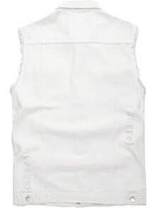 Men's Denim Vest Sleeveless Slim Fit Vintage Ripped Casual Denim Vest - Brown - View 8