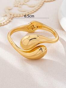 1pc Fashionable New Thick Minimalist Exquisite Quality Versatile Gold-Plated Large Water Drop Shaped Bracelet For Women - Yellow Gold - View 2