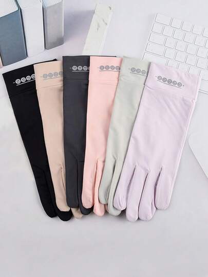 1 đôi găng tay chống nắng hở ngón dành cho nữ, chất liệu mềm mại, thoáng khí, nhẹ và chống trơn trượt, thích hợp cho các hoạt động thể thao ngoài trời, đạp xe, lái xe vào mùa hè.