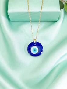 1pc Evil Eye Pendant Necklace, Turkish Blue Eye Necklace, Suitable For Daily Wear - Blue - View 6