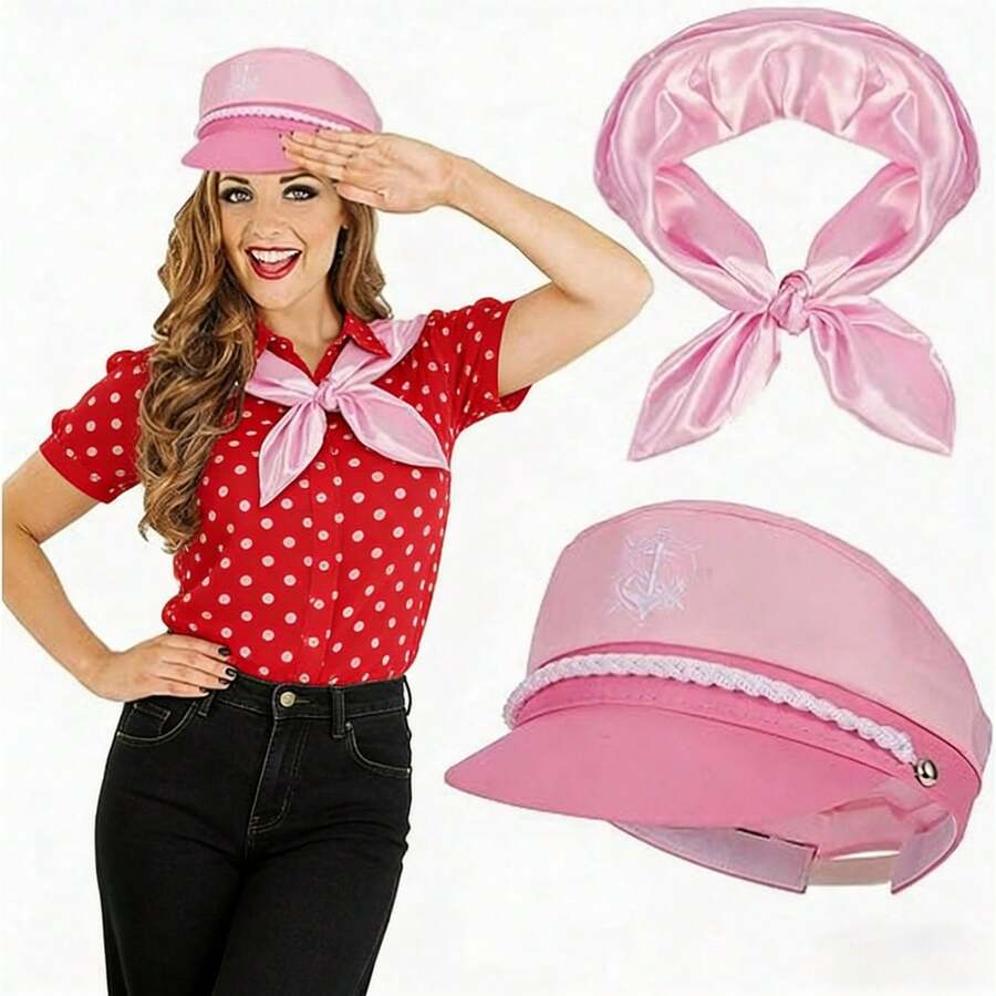 Mũ thủy thủ màu hồng hải quân, bộ trang phục cosplay và dự tiệc Halloween. - Hồng - Xem 1
