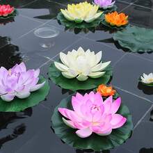 5pcs Lifelike Artificial Lotus Flowers With Green Leaves - Durable EVA Material, Suitable For Pond, Fish Tank, Bathtub, Fountain And Home Garden Decor, Pond Decoration, Fake Lotus Flowers, Water Pool Fish Tank Decor - Happy Aquarium - View 7