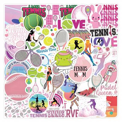 55 miếng dán graffiti tennis màu hồng, nhãn dán tennis, nhãn dán thể thao, nhãn dán trang trí tennis, nhãn dán thẩm mỹ cho bình nước, đàn guitar, hành lý, điện thoại, ốp lưng, máy tính xách tay, ván trượt, quà tặng.
