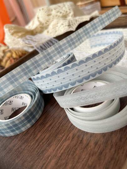 3Pcs/Set 1cm/1.5cm/2cm Vintage Lace Decor Cute Plaid Grid PET Tape Diary Scrapbooking Gift Wrapping Craft Junk Journaling Masking Tape Stationery