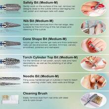 Bộ mũi khoan móng tay 7/3/1 chiếc/hộp, bao gồm cọ vệ sinh, mũi khoan móng tay chuyên nghiệp bằng thép vonfram 3/32", mũi khoan loại bỏ chai sần, dụng cụ làm móng nghệ thuật acrylic gel, phụ kiện làm móng tay chân dùng tại salon và nhà. - Nhiều màu - Xem 9