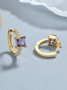 FOREVER QUEEN 1 Đôi bông tai bạc S925 sáng bóng, dây chuyền hai lớp, bông tai dây chuyền hai lớp lấp lánh, trang sức tối giản cổ điển thanh lịch, quà tặng cho bạn gái, Ngày của Mẹ. - đơn - Xem 8
