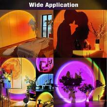 7-Color USB Sunset Lamp, Romantic Rainbow Projection Night Light, Dimmable LED Mood Light For Bedroom/Living Room, Creative Floor/Wall Mounted Sunshine Lamp For Photography, Party, Home Decor, Plug And Play, Ideal Gift For Girls - Multi-color light - View 4