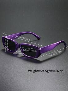 1 Pair Small Frame Square Shiny Y2K Hip-Hop Fashion Glasses, Suitable For Street Photography, Music Festivals, Parties, Vacations - 紫色 - 查看 3