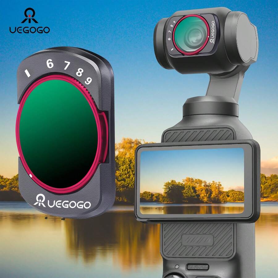 UEGOGO Adjustable Magnetic Neutral Density Filter ND32-512 For Osmo Pocket 3, Multi-Coated High-Definition Optical Glass, Quick Magnetic Attachment, Includes Cleaning Cloth - View 1