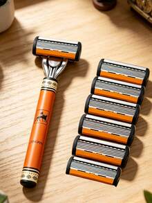 Dao cạo râu nam cao cấp 6 lớp, vật dụng thiết yếu khi đi du lịch, tay cầm công thái học chống trượt, lưỡi dao thép không gỉ bền bỉ, cạo mượt mà, cạo sát, không gây kích ứng, cạo chính xác, dụng cụ tỉa râu thiết yếu, dễ dàng vệ sinh. - 2 tay cầm + 36 lưỡi dao - Xem 13