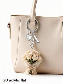 Elegant 2d Flat Acrylic Rose Bouquet,Lightweight Flower Ring, Letter Heart Pendant, Valentine's Day Flower Bouquet Pendant,Fun Ornament, Backpack Accessory, Fashion Pendant, Home Decoration, For Car Decorations And Charms, Headphone Charms, Bag Charms, Accessory Gift, Perfect Gift For Family And Friends, Mother's Day, Valentine's Day Gifts, Birthday Gifts, Party Gifts, Anniversary Gifts, Wedding Gifts - Multicolor - View 6