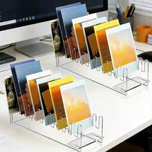 12-Tier Acrylic Greeting Card Display Stand, Portable Transparent Postcard Holder, Sticker Storage Box, Multi-Slot Design - Multicolor - View 5
