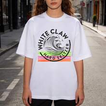 Women's White Claw Hard Seltzer Print T-Shirt, Casual Short-Sleeved Top Crew Neck Sports T-Shirt - Unisex Cotton Soft Breathable Fabric Women Shirt, Round Neck Summer Casual Tee, Classic Fit , Music Anime Movie TV Fan Machine-Washable Top For Casual Attire Streetwear,Summer Outdoor Casual Wear,Perfect Gift For Men & Women - trắng - Xem 1