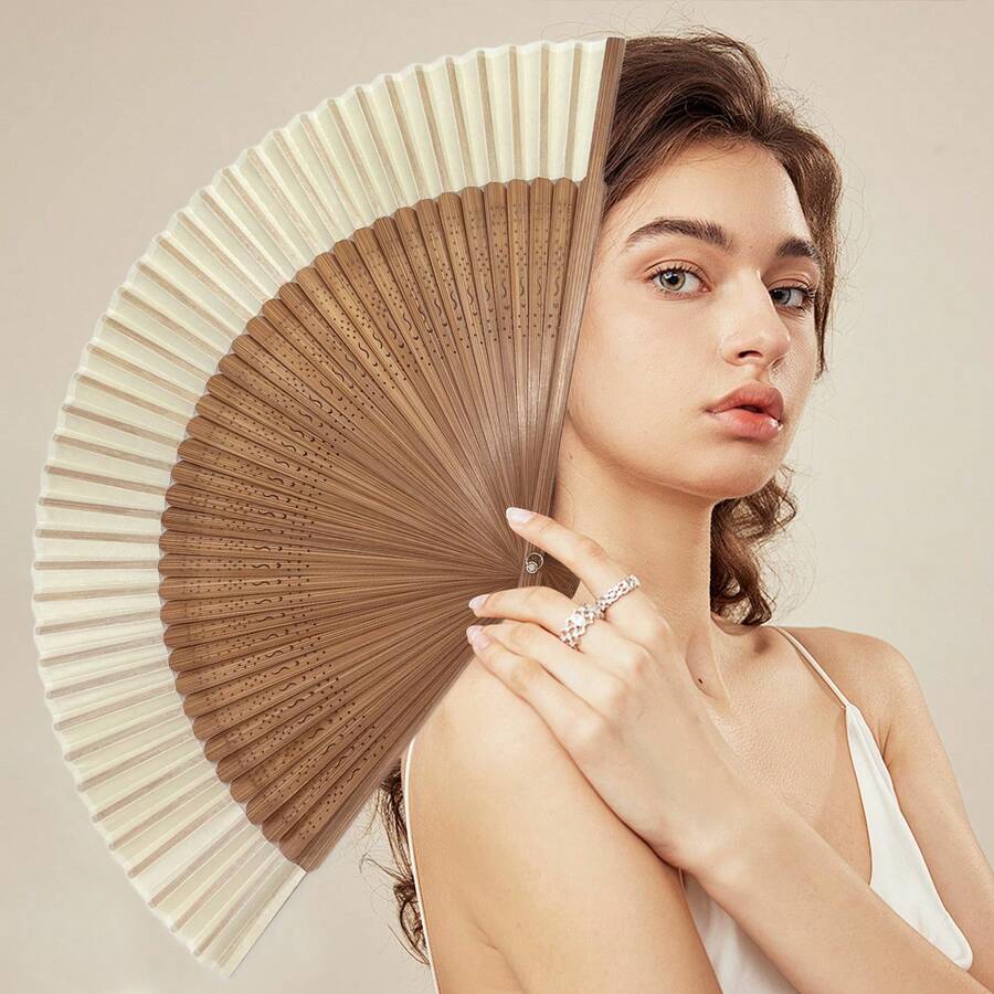 1件女性手持扇,日式復古竹絲材質,優雅獨特,適合舞蹈、音樂節、婚禮 - 多色A - 查看 1
