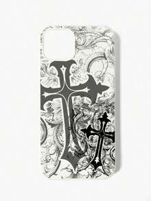 1 pieza Funda de teléfono transparente con brillo y diseño de cruz de estilo gótico, para Halloween,fundas para iPhone 11,12,13,14,15,16,17 / pro max - Estilo (1 pieza) - Ver 1