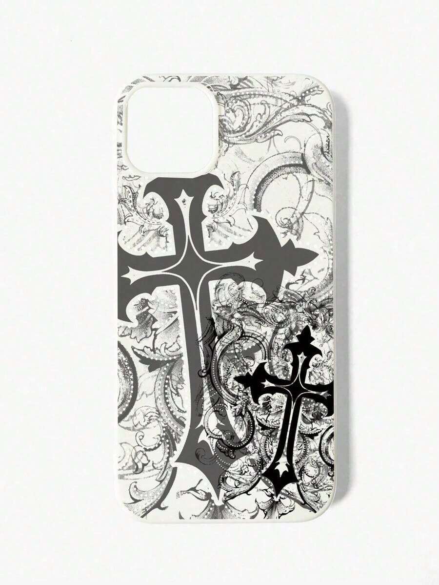 1 pieza Funda de teléfono transparente con brillo y diseño de cruz de estilo gótico, para Halloween,fundas para iPhone 11,12,13,14,15,16,17 / pro max - Estilo (1 pieza) - Ver 1