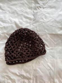 1 pièce Chapeau tricoté fait main, style mode décontracté Y2K, couleur contrastée, aéré et creux. Convient pour la sortie, la photographie, le port quotidien, chapeau de seau, été, plage - creux - Voir 4