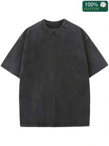 Me Oversized Cotton Solid Drop Shoulder T Shirts For Men Vintage Streetwear Basic Tees Baggy Hip Hop Unisex Tops Acid Wash T Shirt - Summer Tops - 2026 New Summer Outfits For Men - Vacation Outfits Men - Unisex Washable T-Shirt - 黑色 - 查看 2