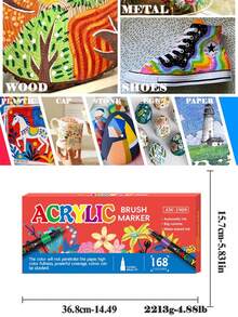 12-168 Colors Professional Acrylic Marker Pens, 1-5mm Soft Brush Tips, Vibrant Colors, Gift Box Packaging, Large Capacity Ink, DIY Planner Brush Pens Set, Back To School Gift For Students And Friends - Markers - View 10