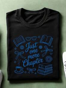 Just One More Chapter Shirt, Book Club T-Shirt, Bookish Coquette Bow Tee, Reading Lovers Gifts, Reading Books Season T-Shirts, TC-3021 Festival Outfit - 黑色 - 查看 6