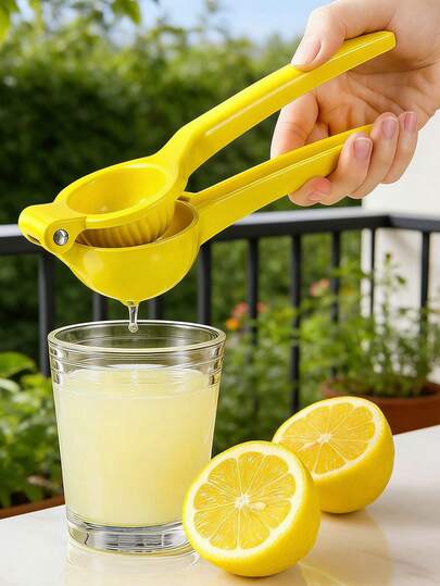 1个多功能不锈钢柠檬榨汁器 - 高效手动设计，便携易用，操作简单，防滑手柄，无需用电，节省空间，是鲜榨果汁爱好者的必备工具，适用于柠檬、柑橘、橙子等水果和蔬菜榨汁，厨房用品，厨房配件