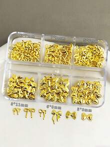 6-Grid Gold Silver Alloy Ribbon Bow Patch Y2K Style Nail Decoration Accessory Set, Nail Decoration Metal Patch, Odorless Cool And Fashionable Subculture Style, Suitable For Nail Decoration, DIY Handmade Decoration Of Phone Cases, Japanese Versatile DIY Nail Phone Case Multifunctional Decoration Design Patch, Mixed Bow Nail Beauty Product, Nail Gemstone, Designed Nail Decoration For Parties, Parties, And Parties. - Multicolor - View 6
