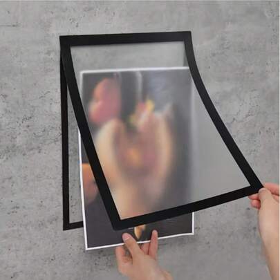 3pcs Modern Magnetic Wall-Mounted Photo Frames - Self-Adhesive, Portable Plastic Display Frames For Photos And Documents, Vertical Orientation, Matte Gold Surface, Clip-On | Minimalist Decor | Self-Adhesive Frames, Magnetic Photo Frames