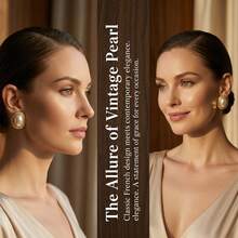 Faux Pearl Elegant Stainless Steel Jewelry Set, Gold Cute Hoop Earrings, Suitable For Daily Wear, Gifts, Holidays, Beach, Weddings, Suitable For Women, Students, Office Workers, Summer Bikini Accessories, Beautiful Dresses, Fashion Outfits, White T-Shirts, Sexy Jeans, Bodysuits, Vintage INS Style Casual Earrings, Also Suitable As Valentine's Day Gift - Multicolor - View 6