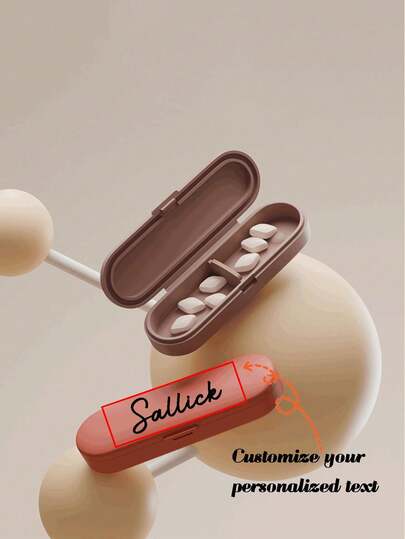 Customized Text Magnetic Medicine Box, Mini Portable Pill Case, Light-Proof Medicine/Tablet Storage Box With Compartments