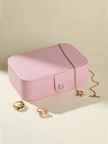 1个旅行首饰收纳盒，多功能防水首饰盒，大容量首饰整理盒，便携式首饰盒，可收纳耳环、戒指、项链、手镯、化妆品，万圣节礼物、圣诞节礼物、生日礼物、女士礼物、旅行必备品、伴娘礼物、返校礼物、卧室装饰 - 淺藍色 - 查看 13