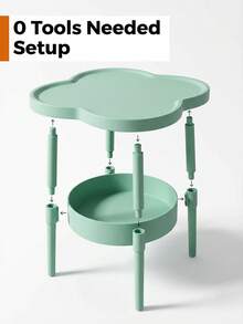 Space-Saving Double-Deck Storage Table, Large Capacity Storage Box On Lower Layer For Safely Storing Daily Necessities, Glossy Clover Edge Desk Suitable For Renters, Heavy-Duty Mobile Sofa Side Cabinet, Small Living Room Coffee Table And Chair Set, Bedroom Nightstand Vanity Rack - Multicolor - View 4