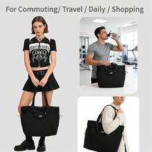 Sac cabas femme, 17,6 L, unisexe, léger en nylon | Fonctionnalité et confort. - Jaune citron - Voir 4