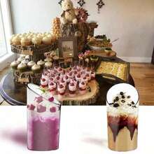 Bộ 20/10 cốc nhựa trong suốt, cốc nghiêng, cốc đựng bánh pudding trong suốt, cốc đựng thạch, cốc đựng kem, cốc đựng món tráng miệng, cốc khai vị nhỏ, thích hợp cho tiệc tùng, đám cưới, phục vụ ăn uống, đựng kem, bánh pudding và thực phẩm, đồ dùng nhà bếp, có thể tái sử dụng. - Xem 7