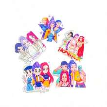 Set de scrunchies de terciopelo con diseños de dibujos animados estilo K-POP, diademas elásticas de acrílico con diseños de dibujos animados de colores, accesorios de moda para el cabello para uso diario - Estilos aleatorios - Ver 4