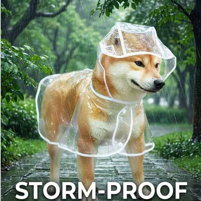 PETSIN Impermeable transparente para perros - Material EVA de Body completo con capucha diseñado para perros pequeños a medianos (se recomienda talla superior) Capa exterior suave ideal para paseos bajo la lluvia de Pomerania/Bichón Frisé Impermeable para todo clima, regalo de Navidad perfecto