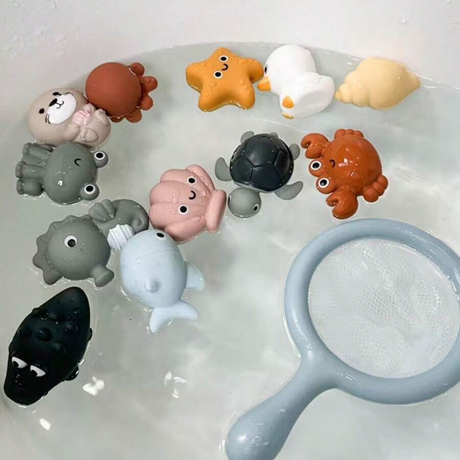 Mesh Fishing Toy Animal Bath Toys | Sealed And Floating, Made Of PVC, Suitable For Boys And Girls, Random Color - Multicolor - View 1