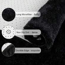 Soft Runner Rugs for Bedroom Living Room Plush Fluffy Rug 2x6 Feet Shag Furry Area Rug Carpet Non Shedding for Nursery Girls Room Home Decorative Black - Camino de mesa de 2 x 6 - Ver 7