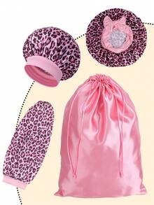 豹纹波西米亚风涤纶纤维围巾，夏季，沙滩，帽子 - A - 查看 3