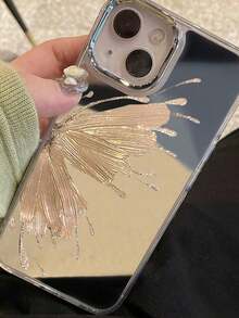 Gold Butterfly Mirror Phone Case Suitable For Apple 17ProMax/16Pro/14, Ins Style For Apple 15ProMax/15Pro/15 New, Anti-Fall For Apple 13promax/13pro, Soft Silicone Simple Full Coverage Case For 11/12 Women - Multicolor - View 3
